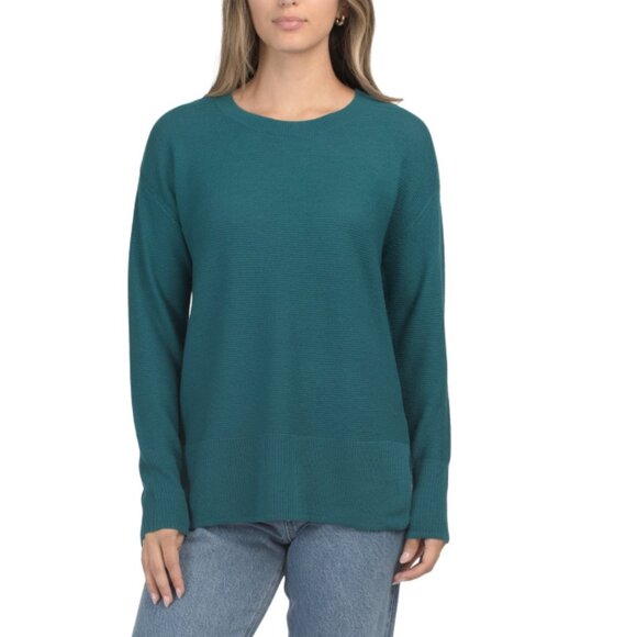 TAHARI Deep Lagoon Merino Wool Tunic Style Sweater - Picture 1 of 2